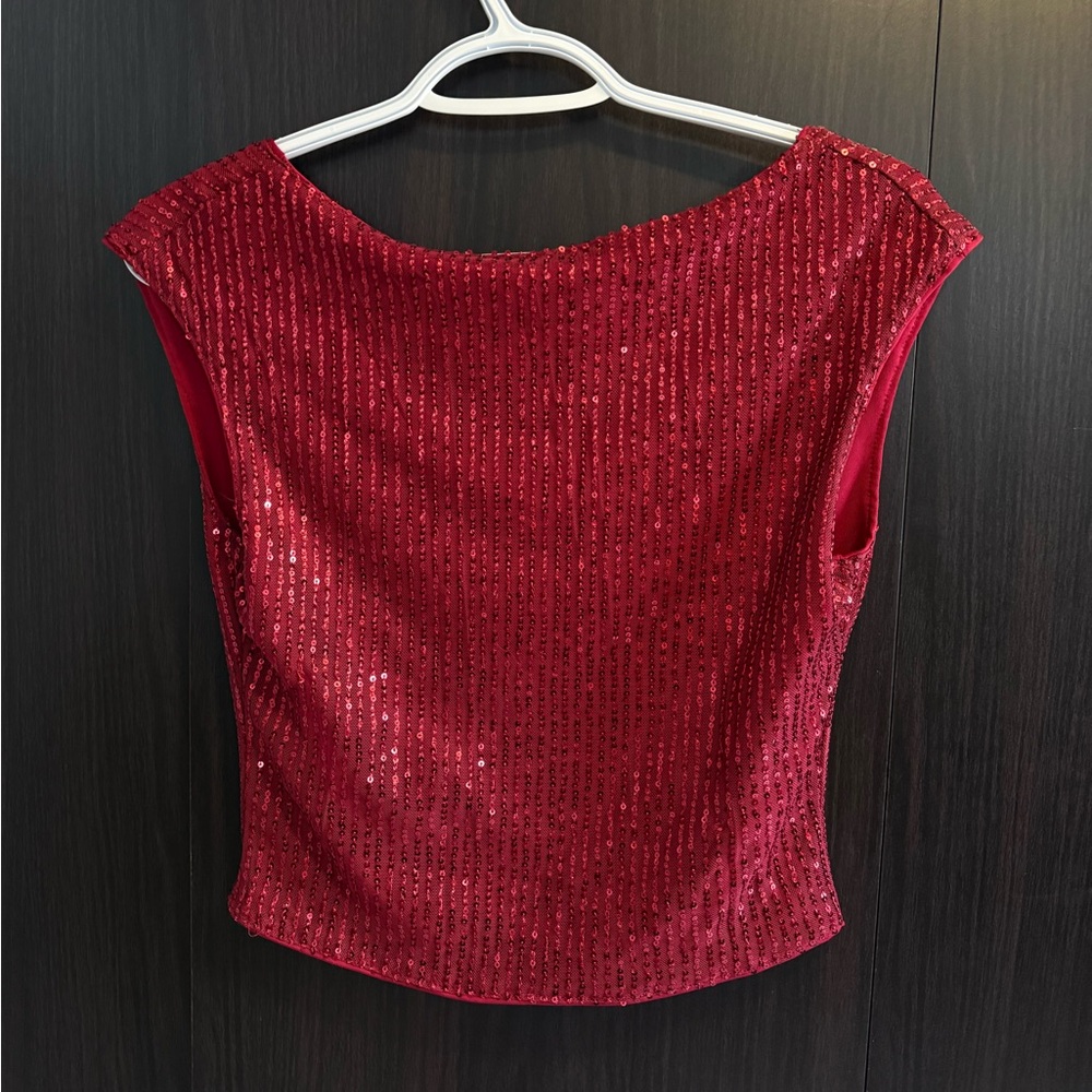 Elegant Red Sequin Women's Top